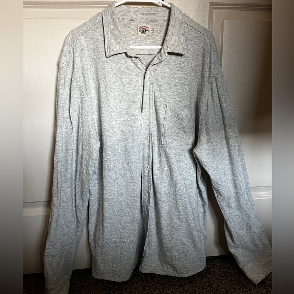 Faherty Heather Gray Collared Shirt - image 1